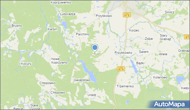 mapa Kolonia Przybkowo, Kolonia Przybkowo na mapie Targeo